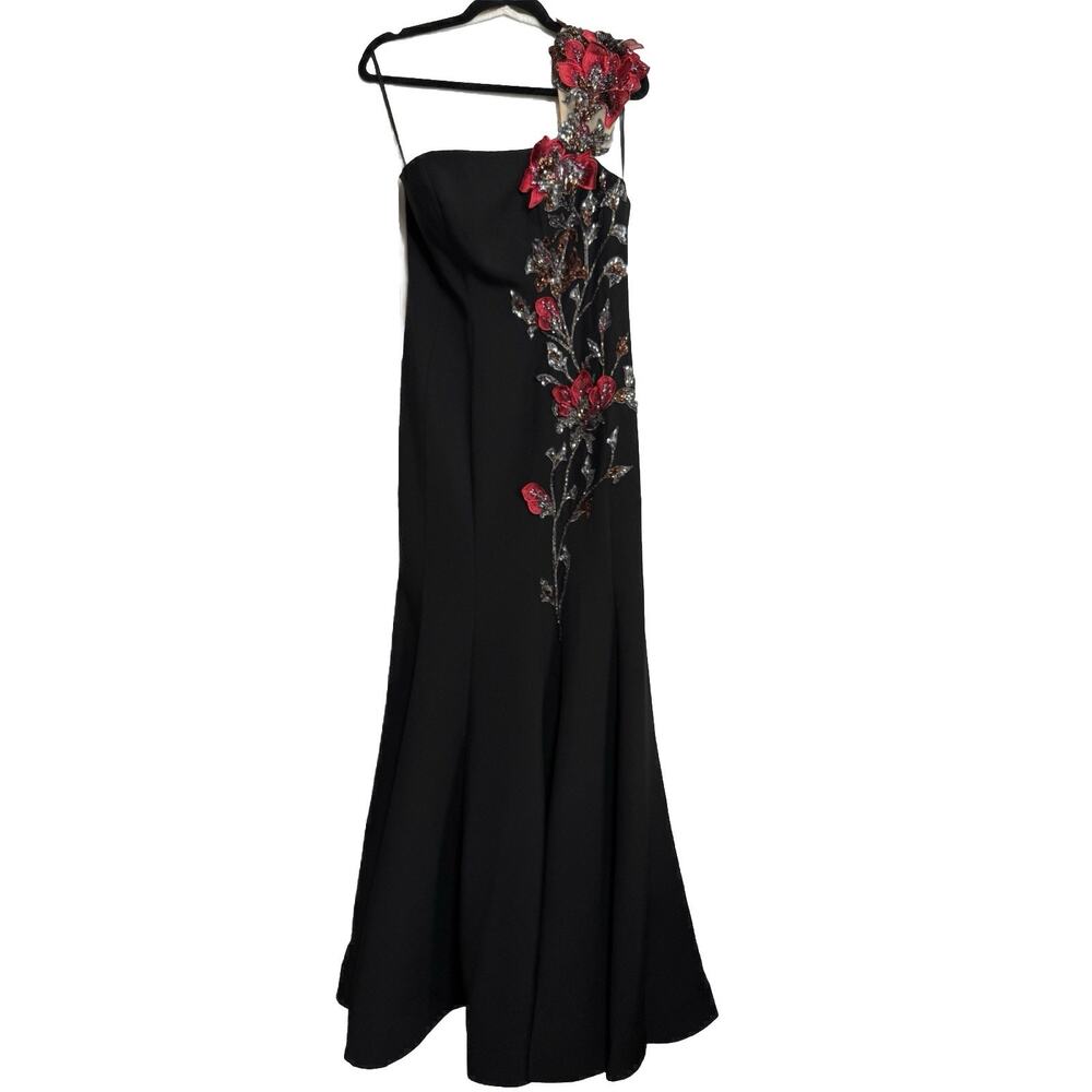 Mac Duggal Off The Shoulder Embroidered Mermaid Gown Black Size 6 NWOT 11779 - Picture 6 of 16